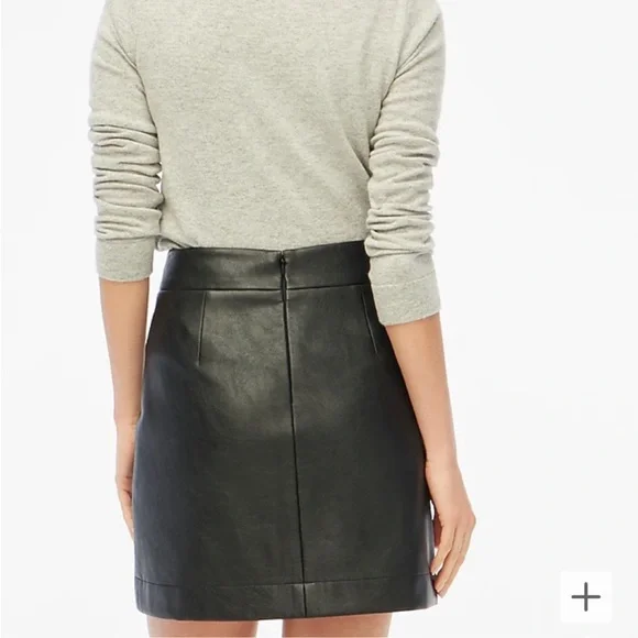 J. Crew Black A-Line Faux-Leather Mini Skirt - Picture 2 of 7